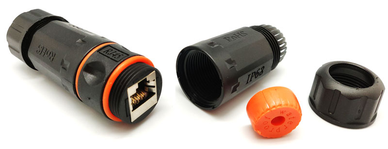 STP CAT.6A outdoor waterproof connector with IP68 rating