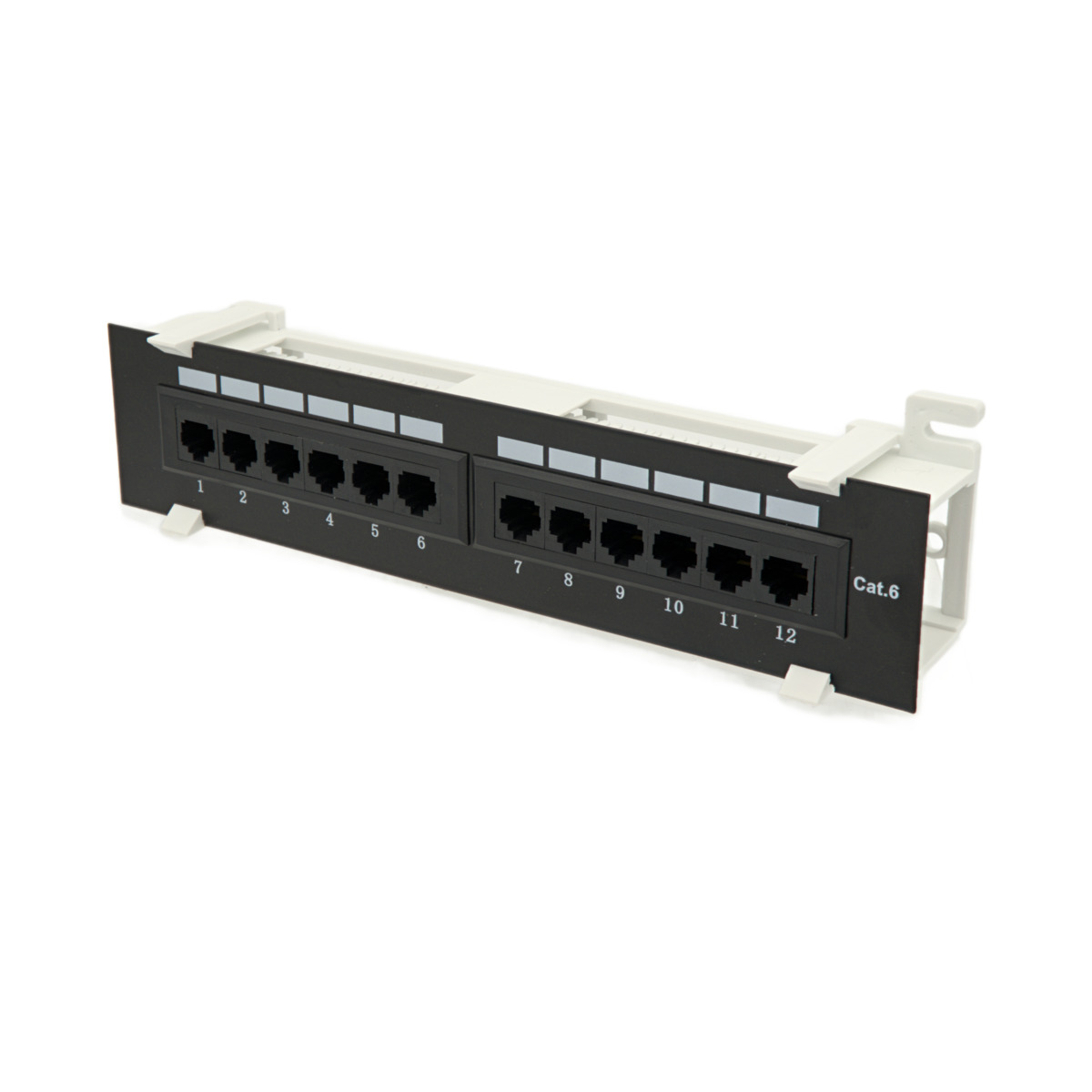 Panel de Conexiones de Pared de 12 Puertos Cat6 con Crimpado de Herramienta y Soporte de Plástico