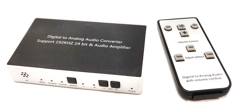 Digital to Analog audio converter with an IR Remote Control