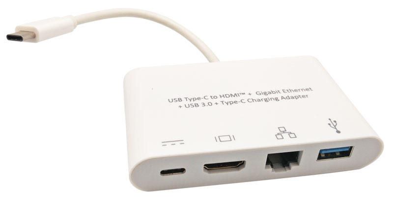 USB Type-C to HDMI+Gigabit Ethernet+USB3.0+Type-C Charging Adapter