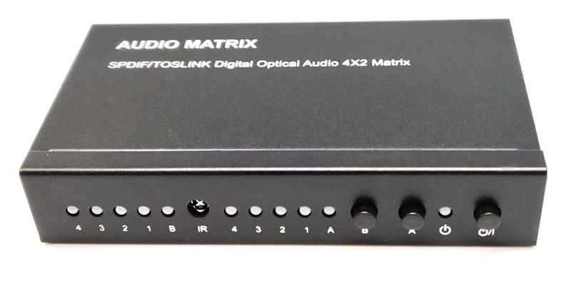 IR Control SPDIF/TOSLINK Digital Optical Audio 4x2 Matrix