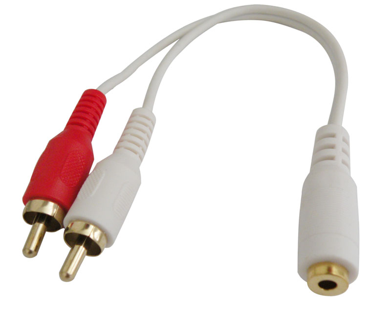 Jack 3.5mm stereo famella a 2 x RCA mascles, 20 cm Blanc