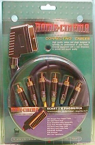 HEAVY METAL SCART PLUG TO 6*RCA PLUGS, 1.5m, BLISTER PACKING