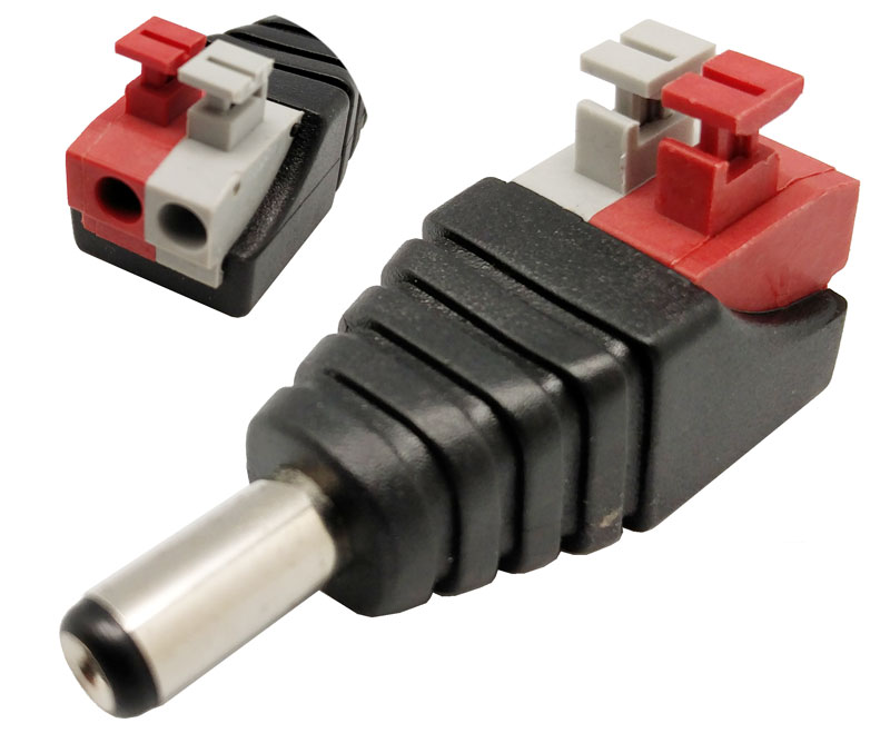 DC POWER PLUG to PUSH-BUTTON  2PIN TERMINAL, 5,5x2,1mm