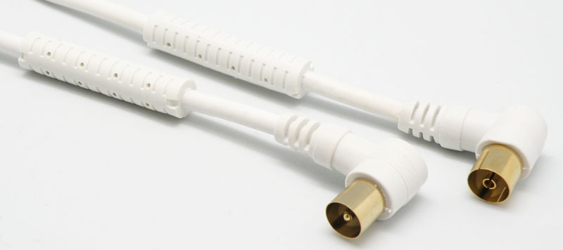 9,5mm. 90º TV Jack to Plug, 3m. White