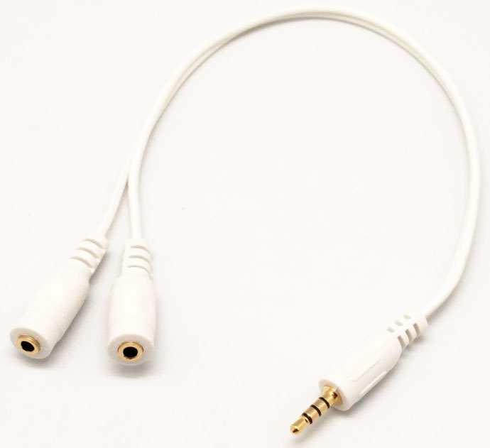 3,5mm Jack 4 Contactes a 2*3,5mm. Jack  estereo femella, blanc