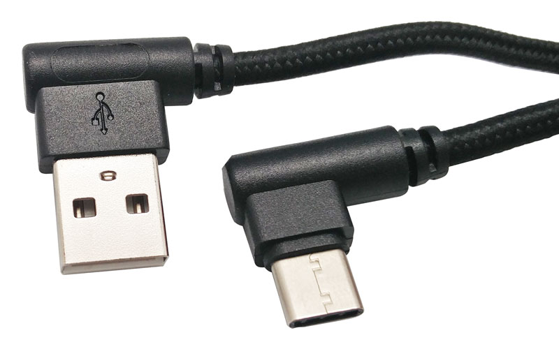 USB A Macho a USB C macho, 1.5m Conectores Acodados