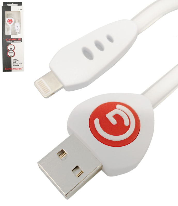 Lightning cable, White color, with chip, 1m