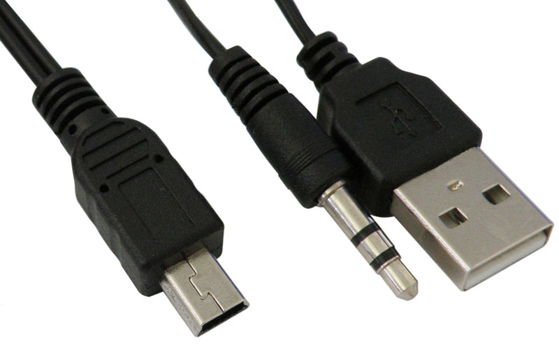 5P MINI USB A  to  3,5mm STEREO + USB,  1,5m