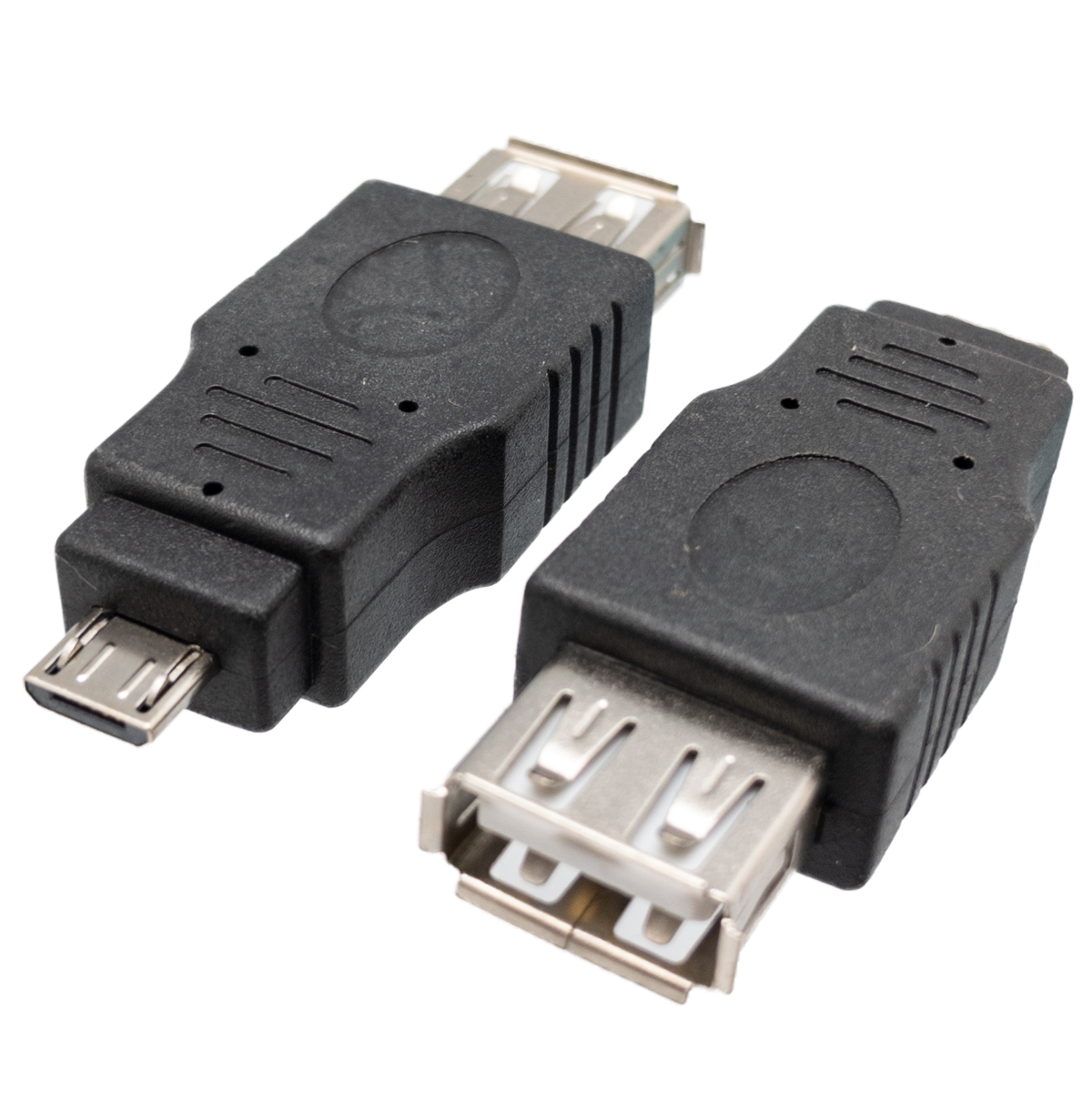 USB 2.0 A FEMALE to MICRO USB 5p MALE, NICKLE, BLACK COLOR