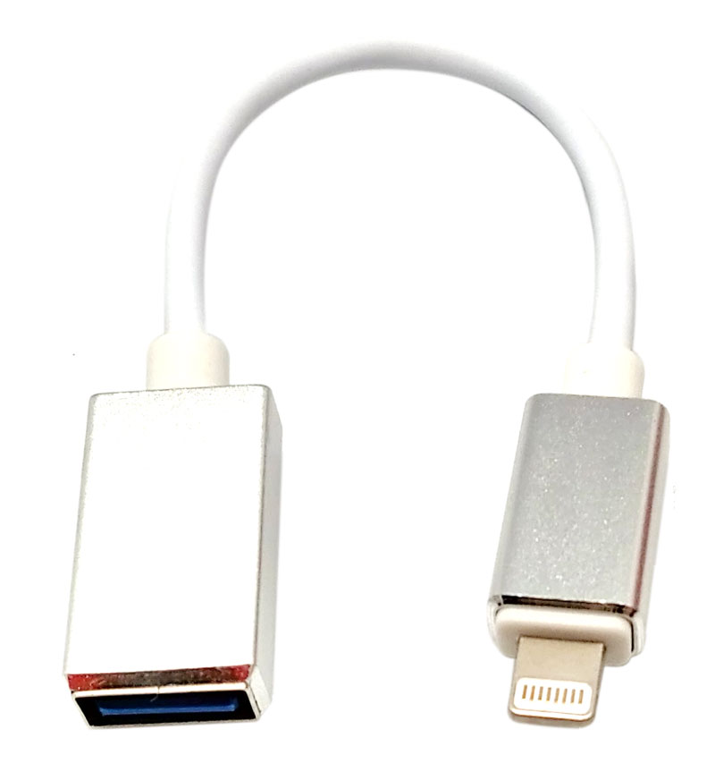 O.T.G. USB A HEMBRA a LIGHTNING, 0.15M  (iPhone, iPad 3, iPad Mini)