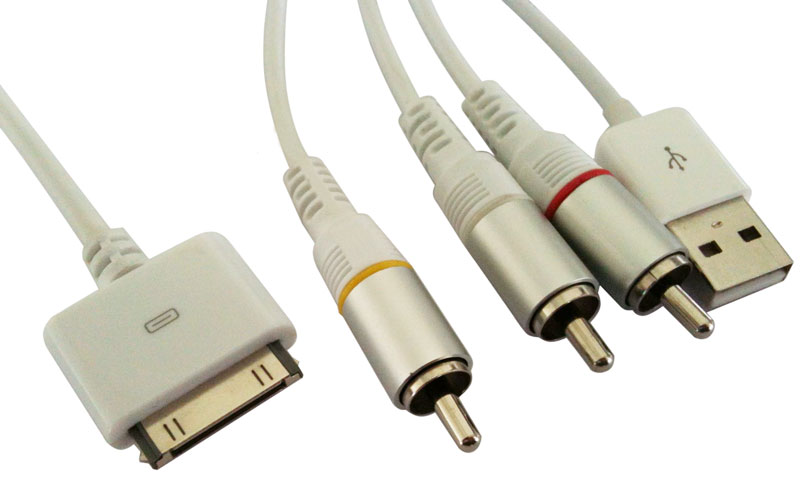 Dock to USB A male + 3*RCA male