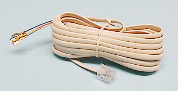 MODULAR EXTENSION CORD PLUG TO SPADE 6P4C, 4.5m, IVORY COLOUR