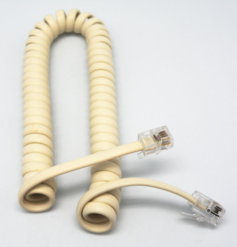 MODULAR COILED EXTENSION CORD 4P4C, 1.8m, IVORY COLOUR