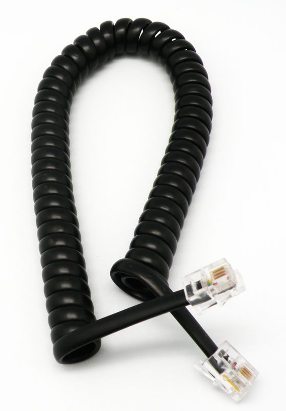 MODULAR COILED EXTENSION CORD 4P4C, 1.8m, BLACK COLOUR