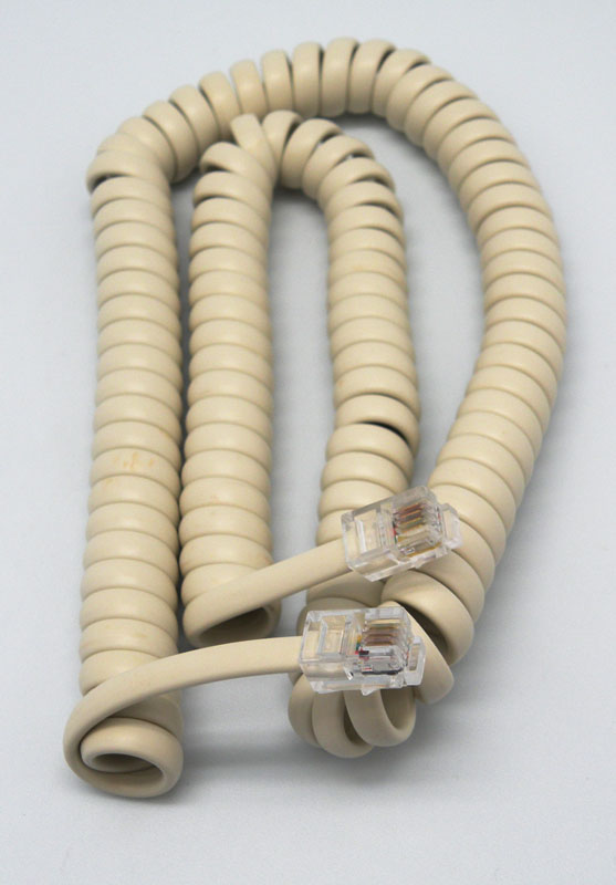 MODULAR COILED EXTENSION CORD 4P4C, 3.5m, IVORY COLOUR