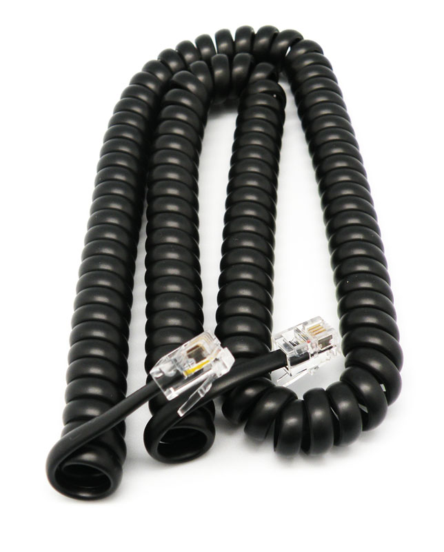 MODULAR COILED EXTENSION CORD 4P4C, 3.5m, BLACK