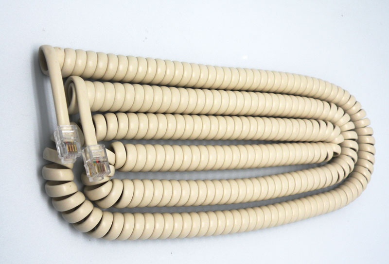 MODULAR COILED EXTENSION CORD 4P4C, 7.5m, IVORY COLOUR