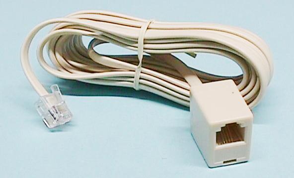 MODULAR EXTENSION CORD 6P4C PLUG TO JACK, 7.5m, IVORY COLOUR