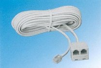 MODULAR EXTENSION CORD PLUG TO DUAL JACK, 6P4C, 7.5m, IVORY COLOUR