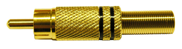 RCA MACHO DORADO, LINEAS NEGRAS, CABLE 5-6mm