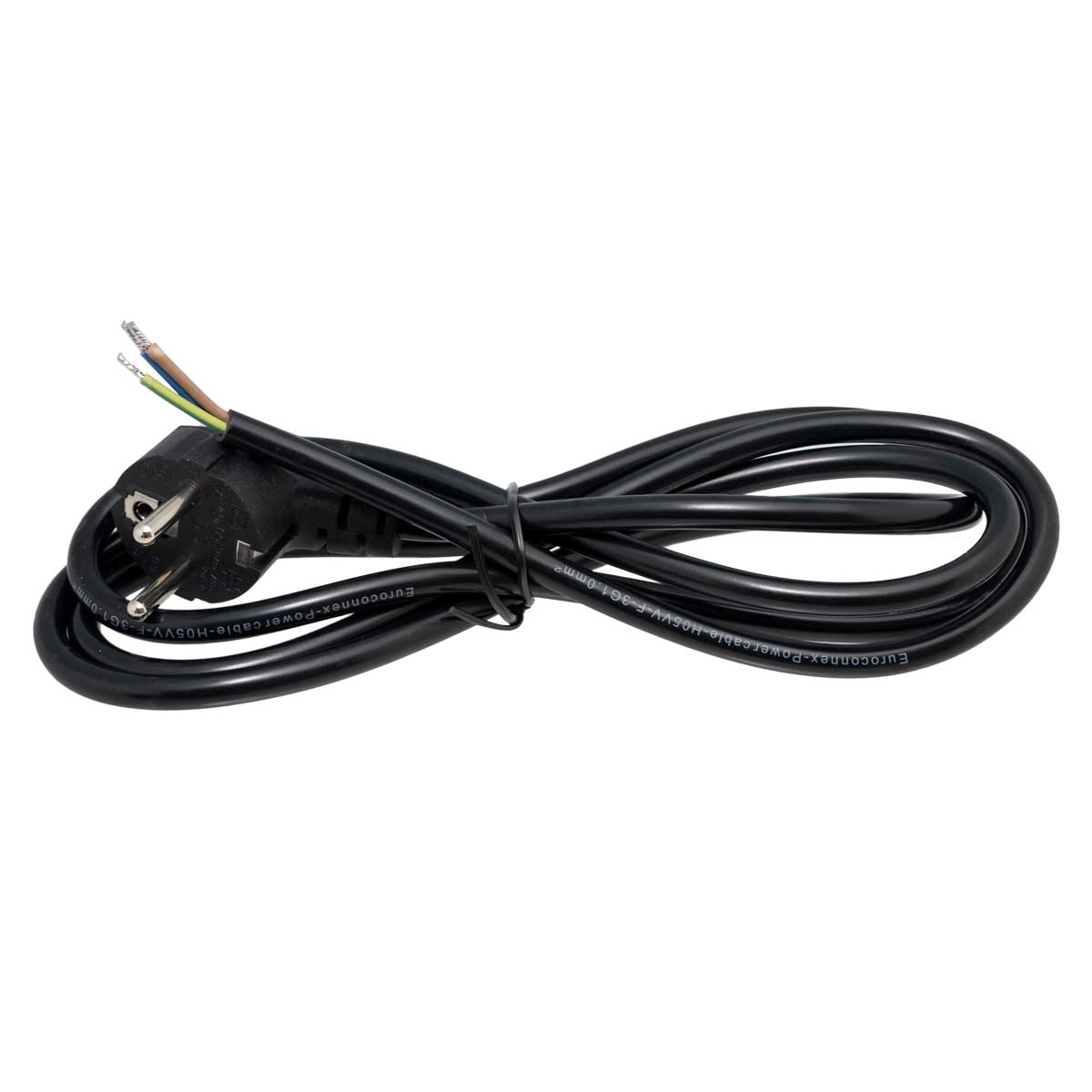 Cable Schuko a lliure, 220V 3x1mm, 1,8m.