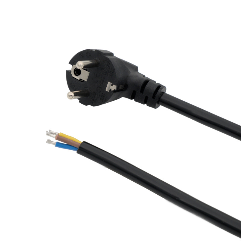 Cable Schuko a libre, 3 x Ø1.5mm -  5m Negro gloss