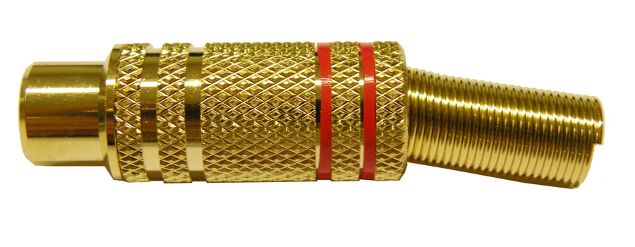 RCA HEMBRA DORADO, CABLE 5-6mm, LINEAS ROJAS