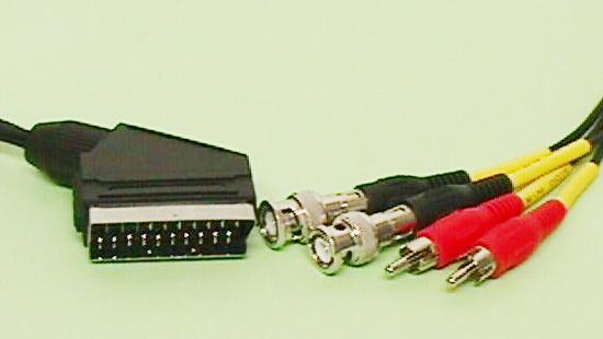 SCART PLUG TO 2*BNC PLUG + 2* RCA PLUG (VIEDO-AUDIO), 1.5m