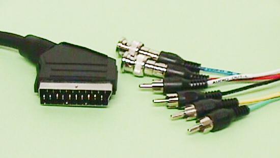 SCART PLUG TO 2*BNC PLUGS (VIDEO) +4*RCA PLUGS (AUDIO), 1.5m