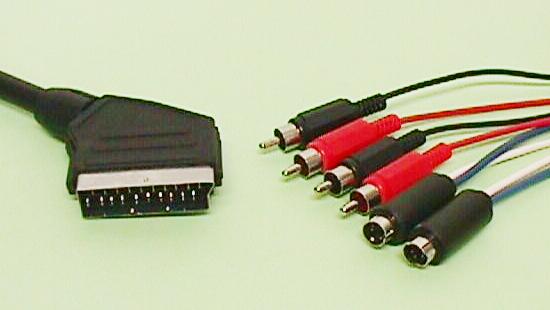 SCART PLUG TO 2x4P. MINI PLUG + 4*RCA PLUGS, 1.5m