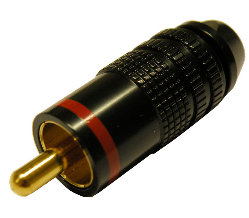 RCA MACHO DORADO, LINEA ROJA, CABLE 6mm