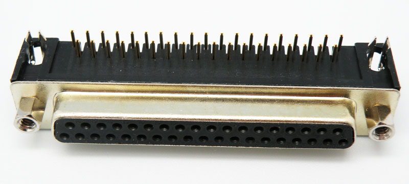 37P FEMALE D-SUB, P.C.B., RIGHT ANGLE, STAMPED PIN 7.2mm