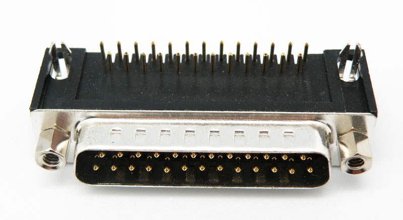 25P MALE D-SUB, P.C.B., RIGHT ANGLE, STAMPED PIN 9.4mm