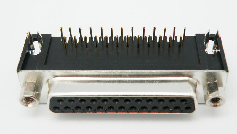 25P FEMALE D-SUB, P.C.B., RIGHT ANGLE, STAMPED PIN 9.4mm