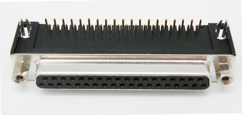37P FEMALE D-SUB, P.C.B., RIGHT ANGLE, STAMPED PIN 9.4mm