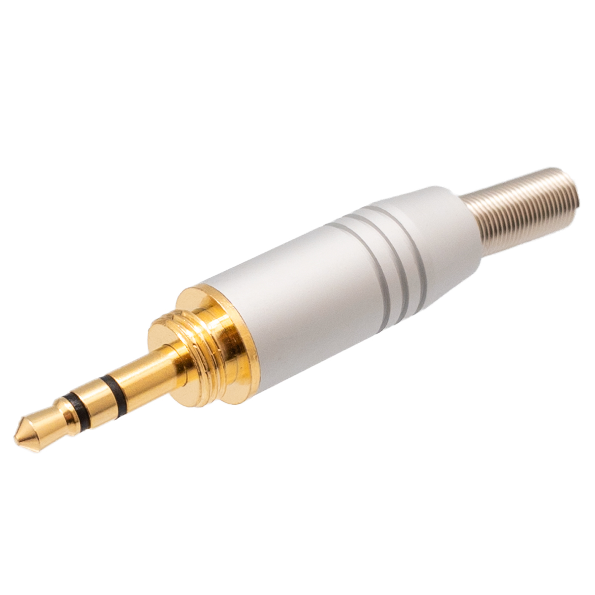 Jack 3.5mm St. Male with screw, aluminium body and spring cable problector for 6mm.