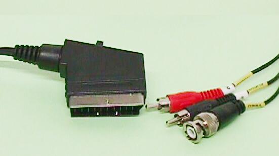 21P SCART PLUG TO 2*RCA PLUG + BNC PLUG, 1.5m