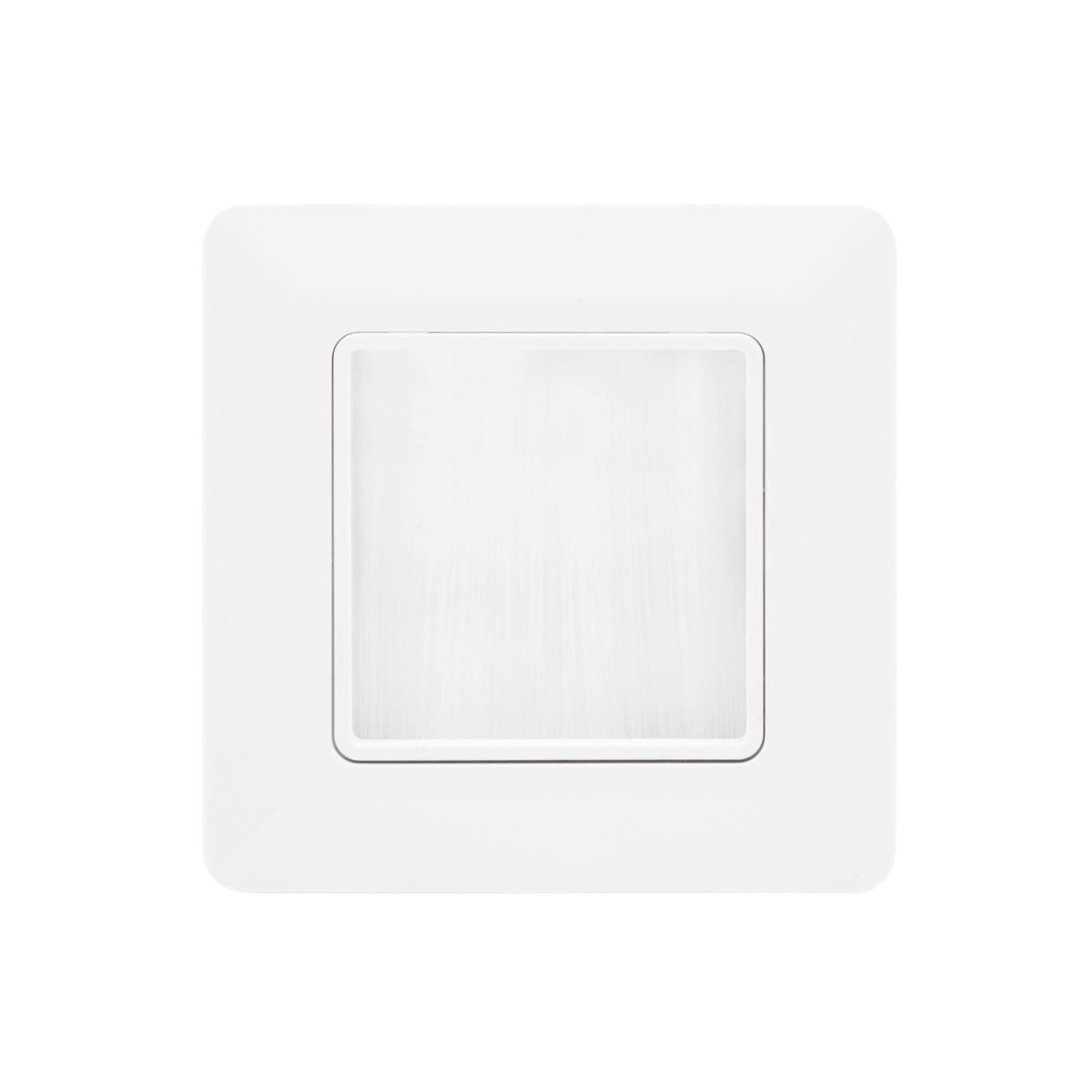 Carátula frontal con cepillo para caja de superficie 80x80mm | No incluye caja de superficie