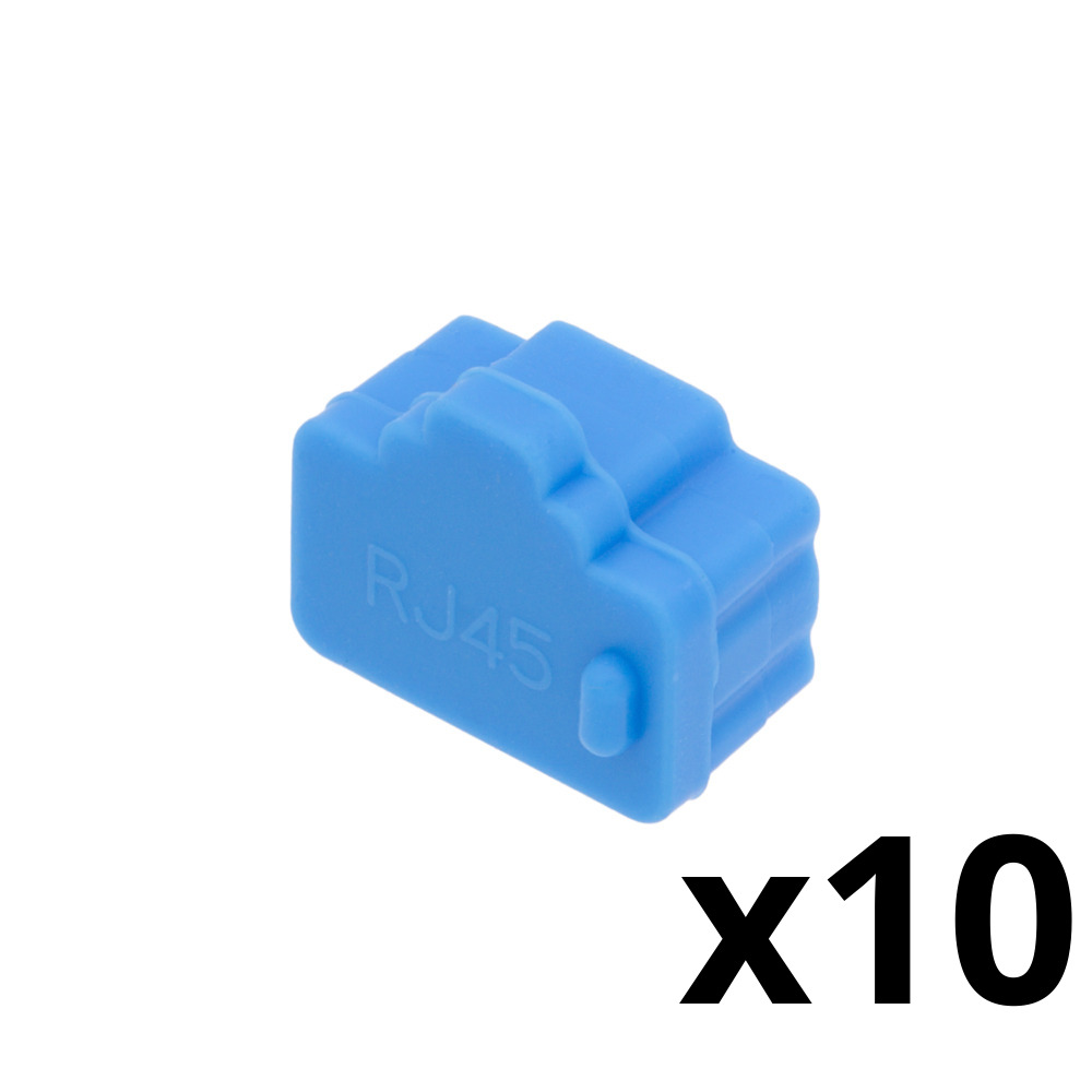 Bouchon de Protection en Silicone pour Prise RJ45 - Couleur Bleu - Blister de 10 Unités