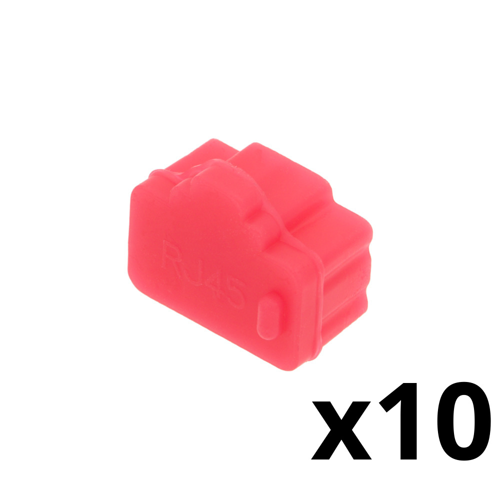 Silicone RJ45 Plug Cap - Color Red - Blister of 10 Units