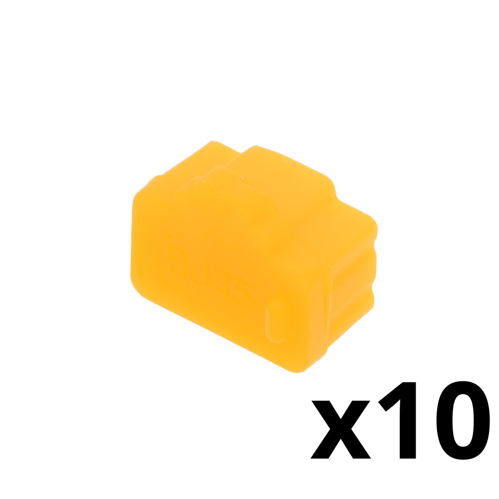 Tapón Protector de Silicona para Clavija RJ45 - Color Amarillo - Blíster de 10 Unidades