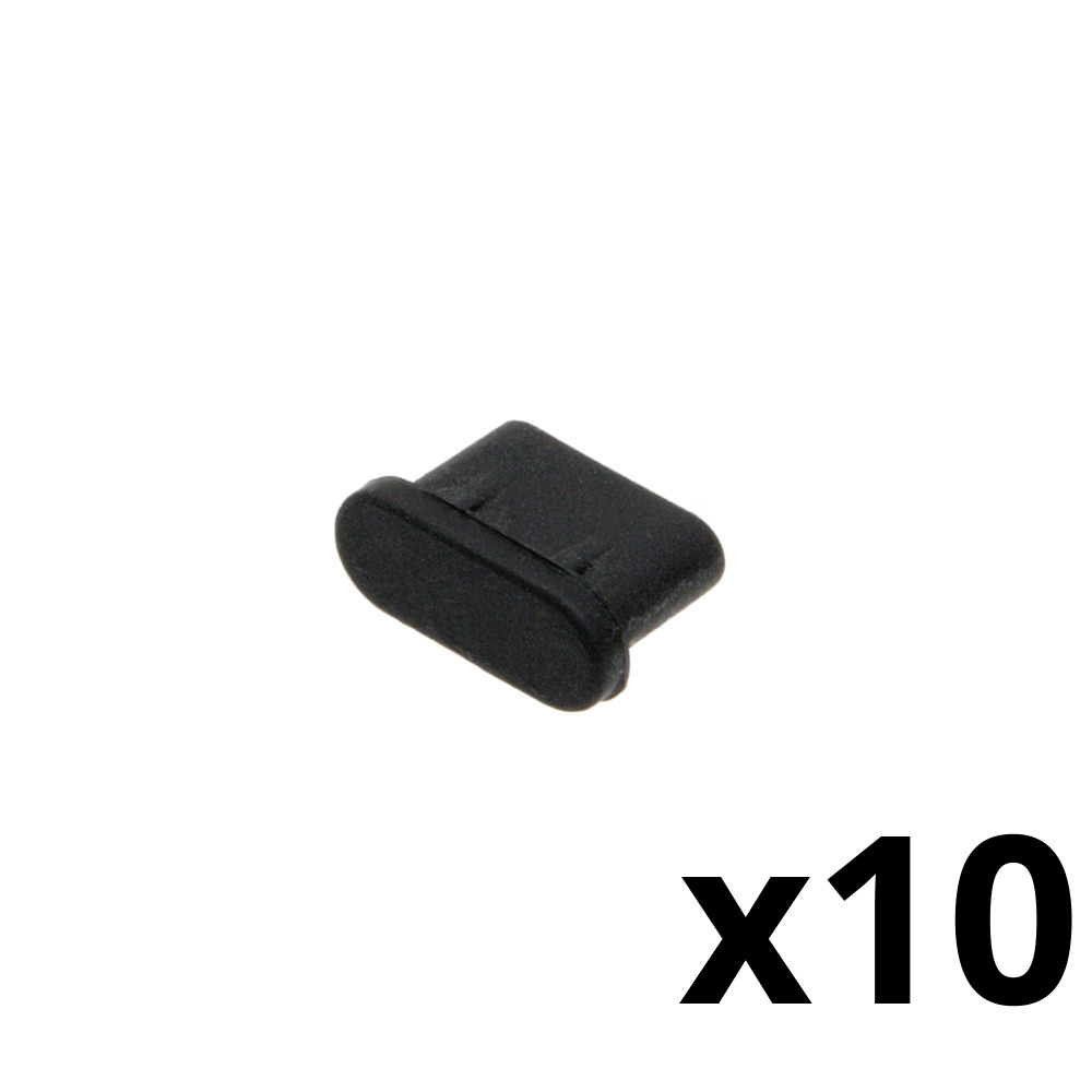 Capuchon de protection pour connecteur USB-C femelle - Couleur noire - Blister de 10 unités