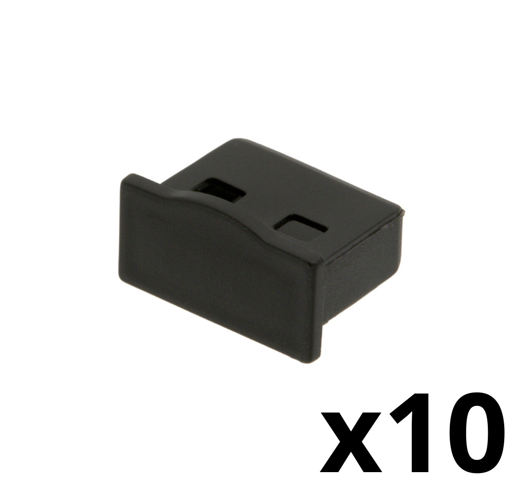Capuchon de protection pour connecteur USB-A femelle - Couleur noire - Blister de 10 unités