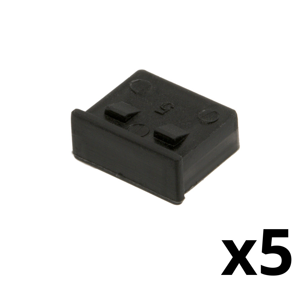 Capuchon de protection pour connecteur USB-A femelle NON AMOVIBLE - Couleur noire - Blister de 5 unités
