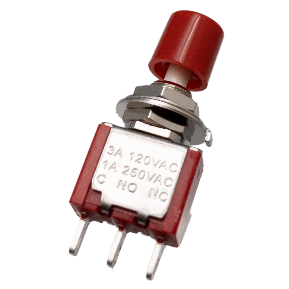 3P. MINI PUSHBUTTON SWITCH,  MOMENTARY (ON), 120V. 5A (250V. 2A)