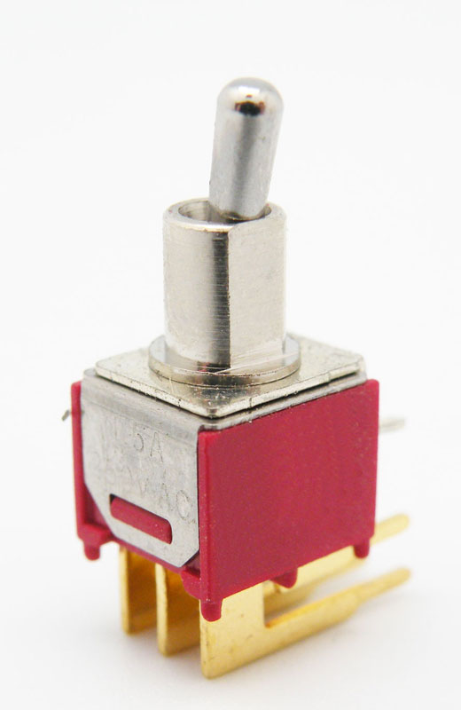 INTERRUPTOR MINI 6P. (DPDT) ON-ON , ACOLZAT, C.I., 120V. 3A, PER CIRCUIT IMPRES