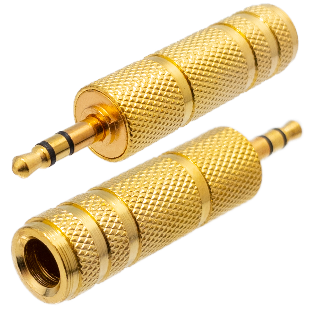 3.5mm STEREO PLUG - 6.4mm STEREO JACK, GOLD PLATED
