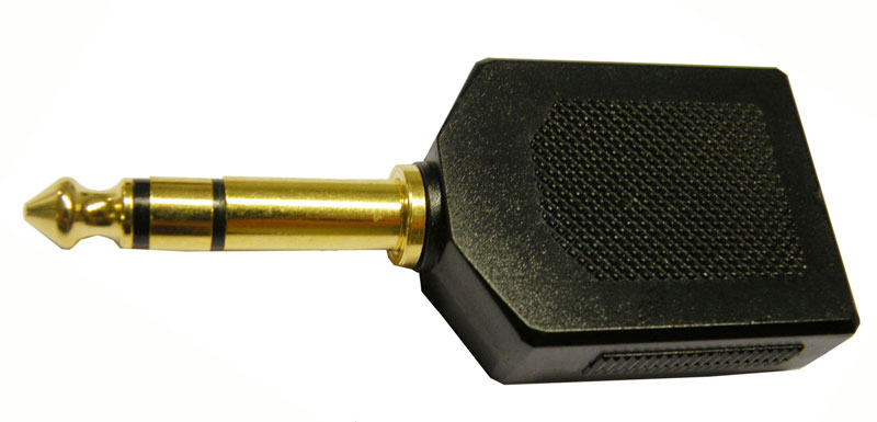 6.4mm ESTEREO MACHO - 2x 6.4mm ESTEREO HEMBRA, DORADO