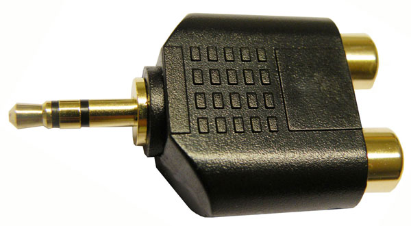 3.5mm STEREO PLUG - 2x RCA JACK, GOLD PLATED